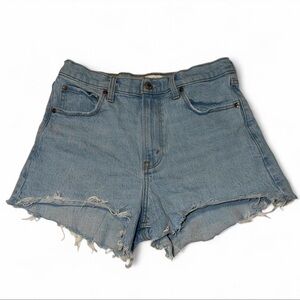 Abercrombie & Fitch Vintage Wash Frayed Hem Denim Shorts